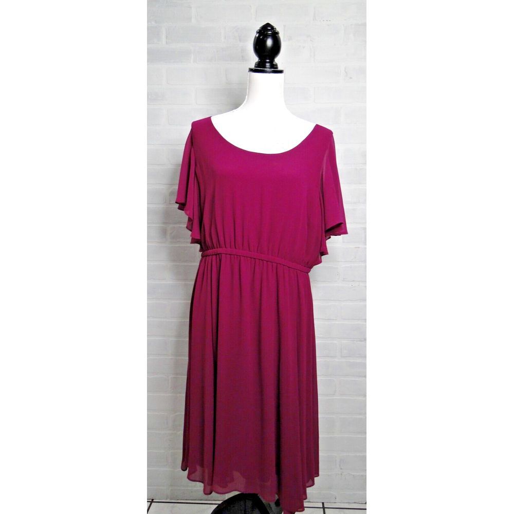 Womens‎ Torrid plus size 2X chiffon purple dress flutter sleeve